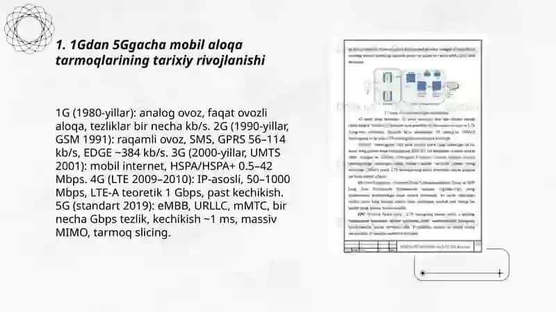 Sotali aloqa tarmoqlarining 1G dan 5G ga rivojlanishi 3