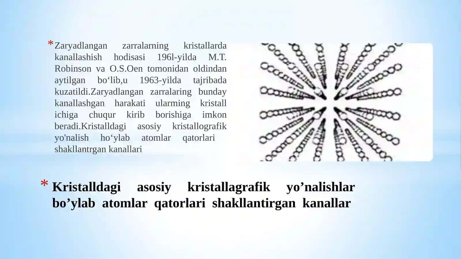 Zaryadlangan zarralar kanallashishi. Elektronlarning kristallarda kanallashishi. 3