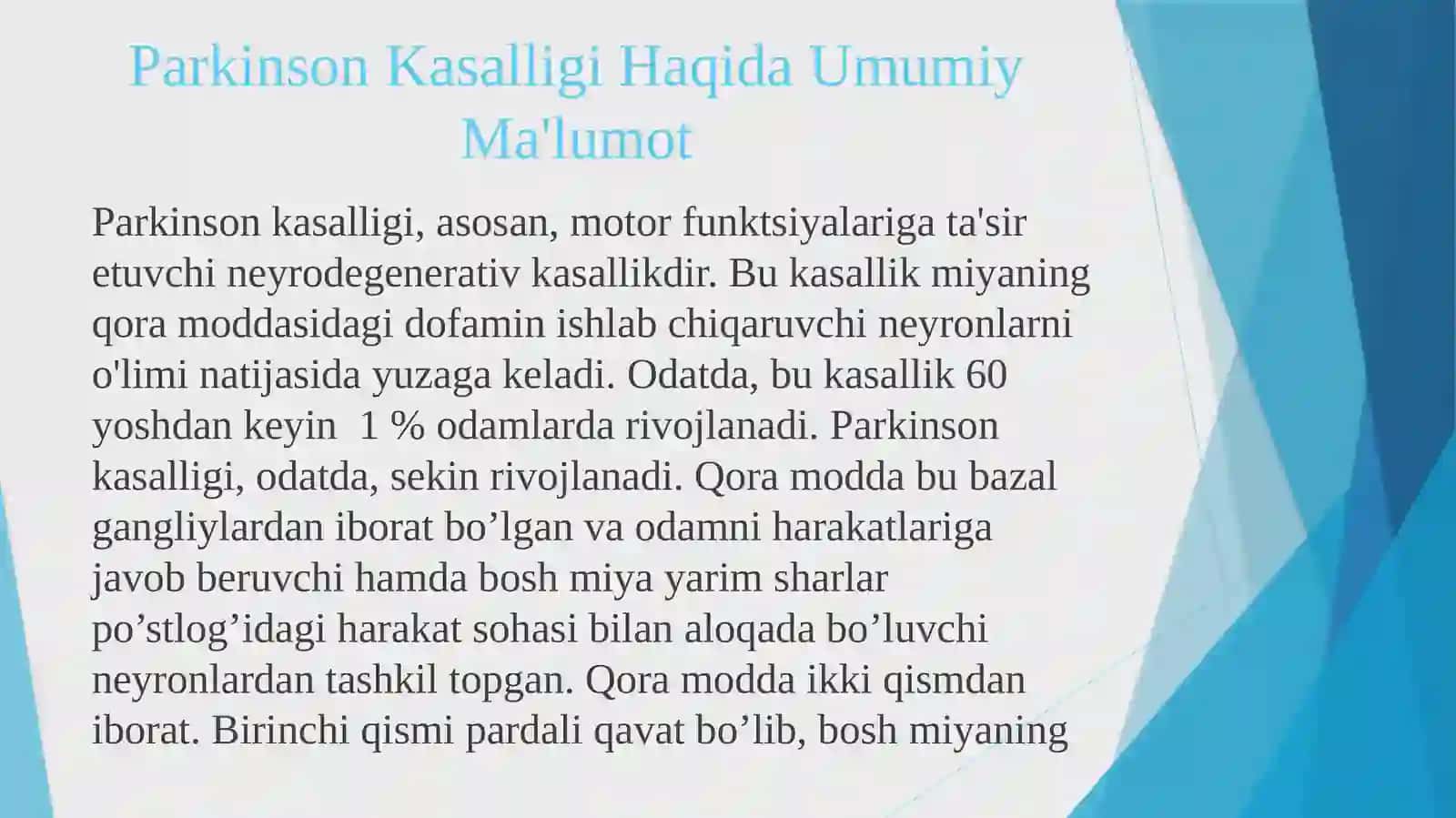 Parkinson Kasalligi Haqida Umumiy Ma'lumot 3