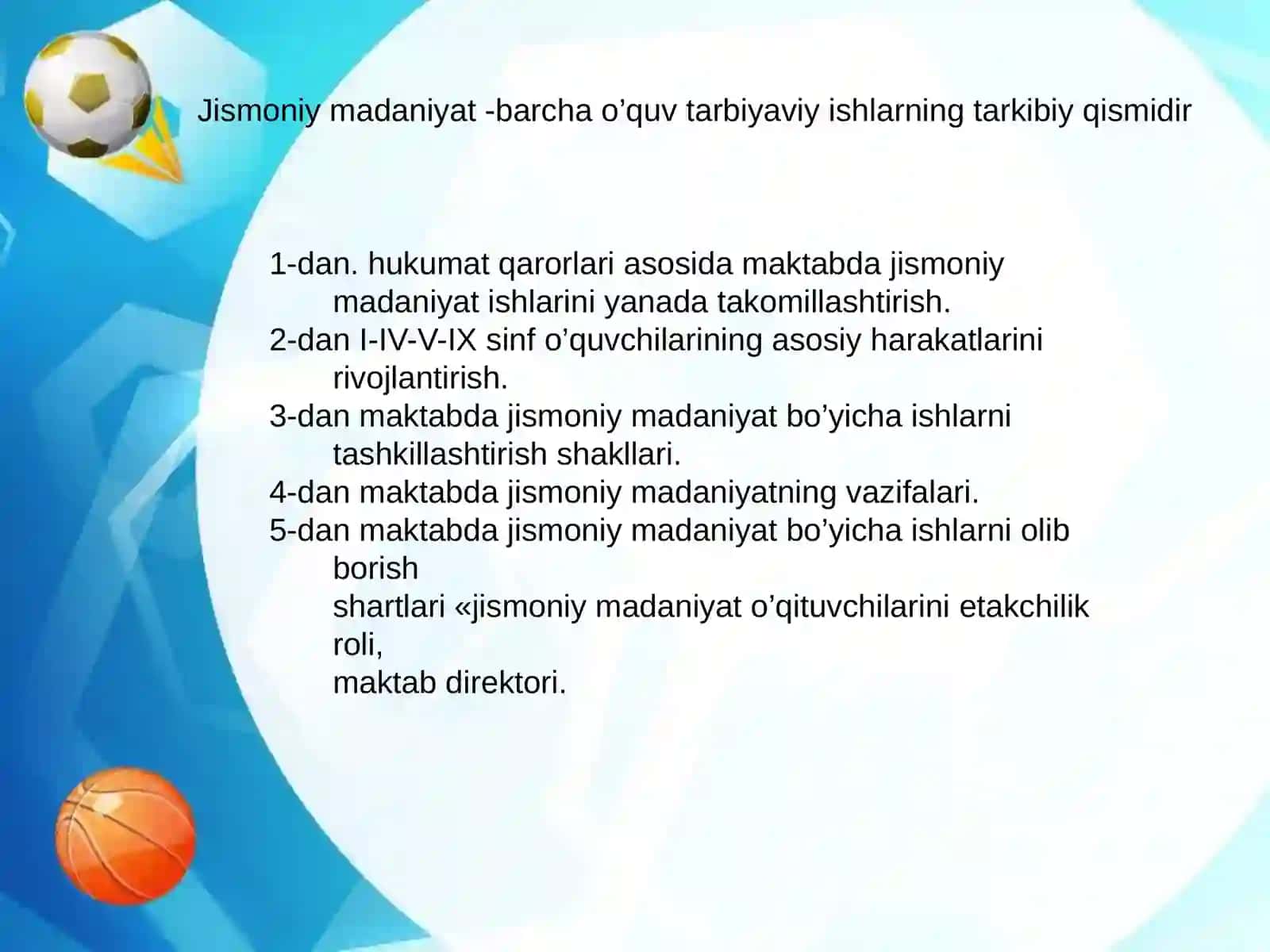 Jismoniy tarbiya bo`yicha maktabdarslari 3