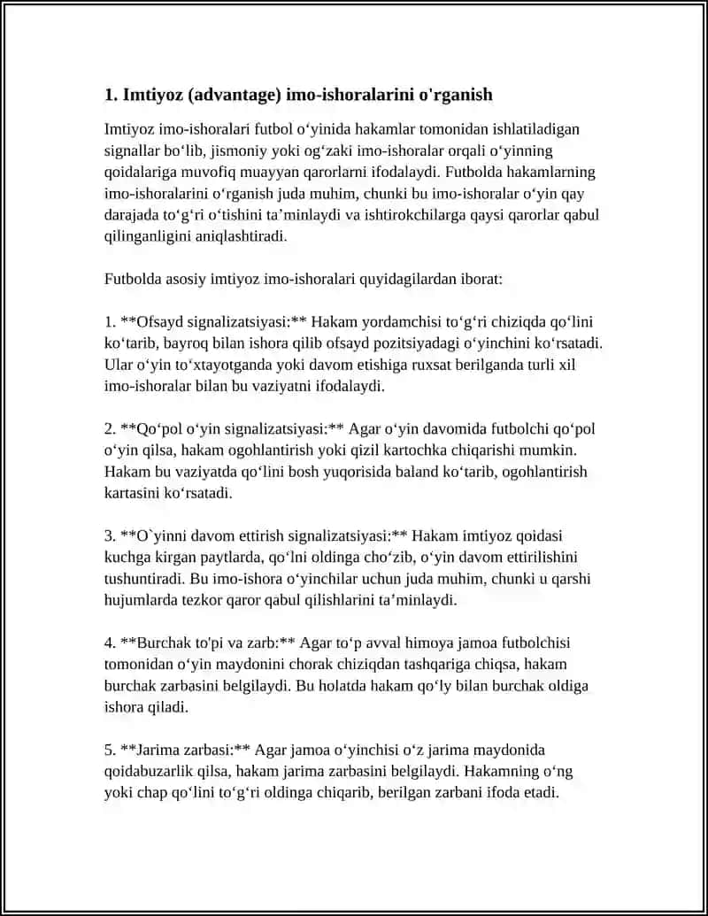 FUTBOLDA HAKAMLARNING IMO ISHORALARINI O'RGANISH 3