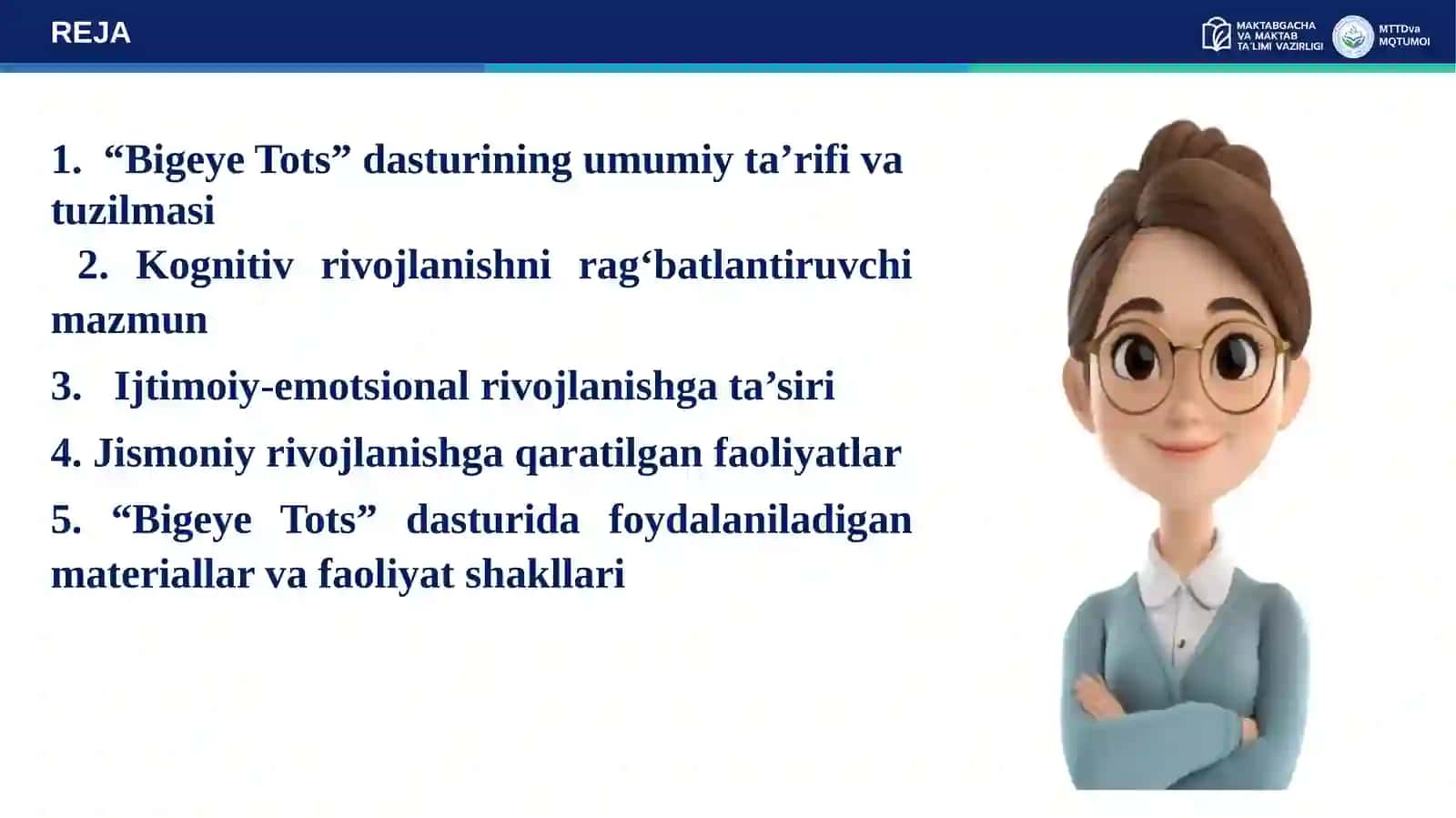 BOLALARNING KOGNITIV, IJTIMOIY-EMOTSIONAL VA JISMONIY RIVOJLANISHINI TA’MINLASHDA “BIGEYE TOTS” DASTURINING MAZMUNI VA AMALIY QO‘LLANILISHI. 3