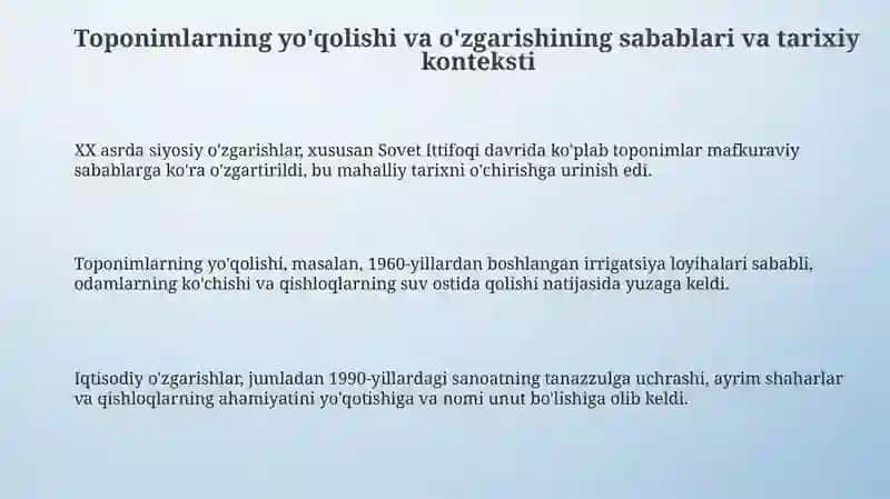 Yo‘qolib borayotgan mahalliy toponimlar bo‘yicha ma'lumot to‘plash 3