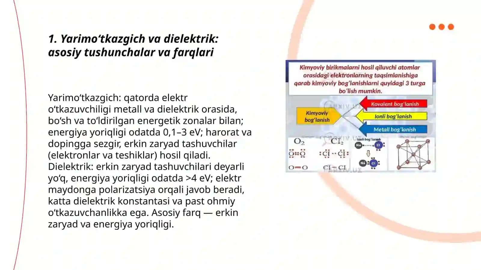 Yarımo'tkazgichlar va dielektriklar 3