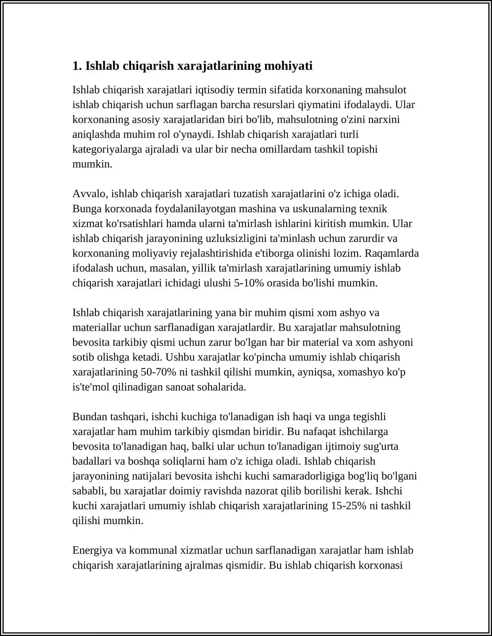 ISHLAB CHIQARISH XARAJATLARI,UNING TARKIBI VA TURLARI 3