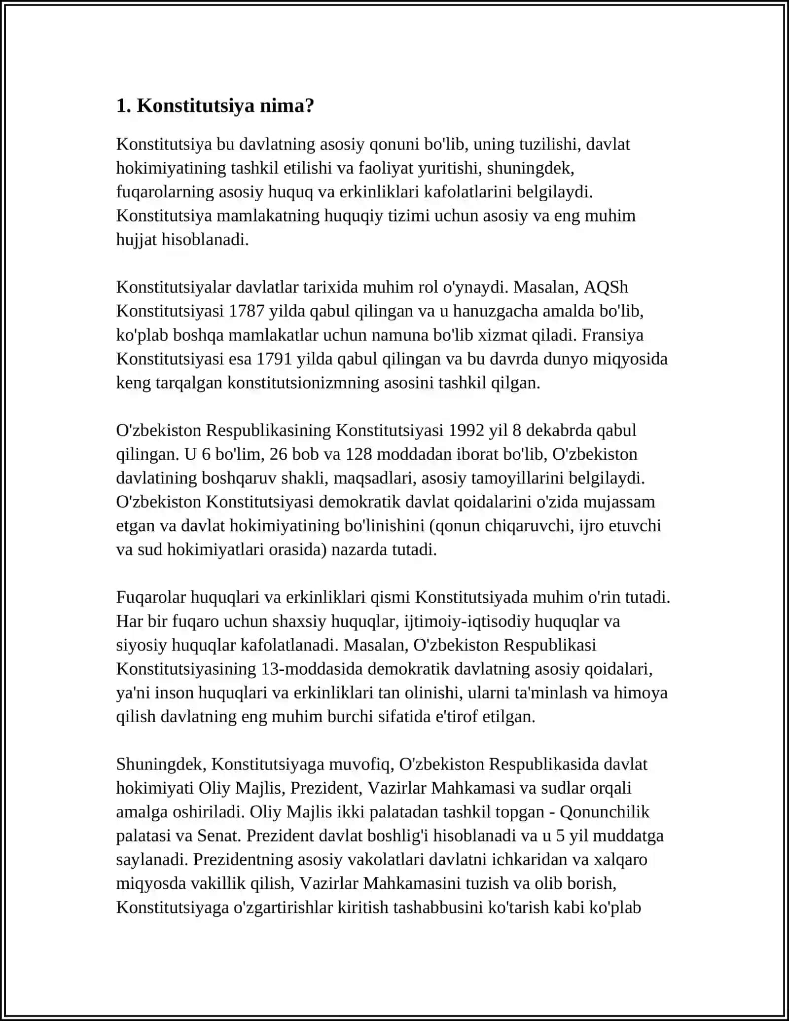 MUSTAQIL ISH Mavzu: KONSTITUTSIYA BAXTINIZ QOMUSI 3