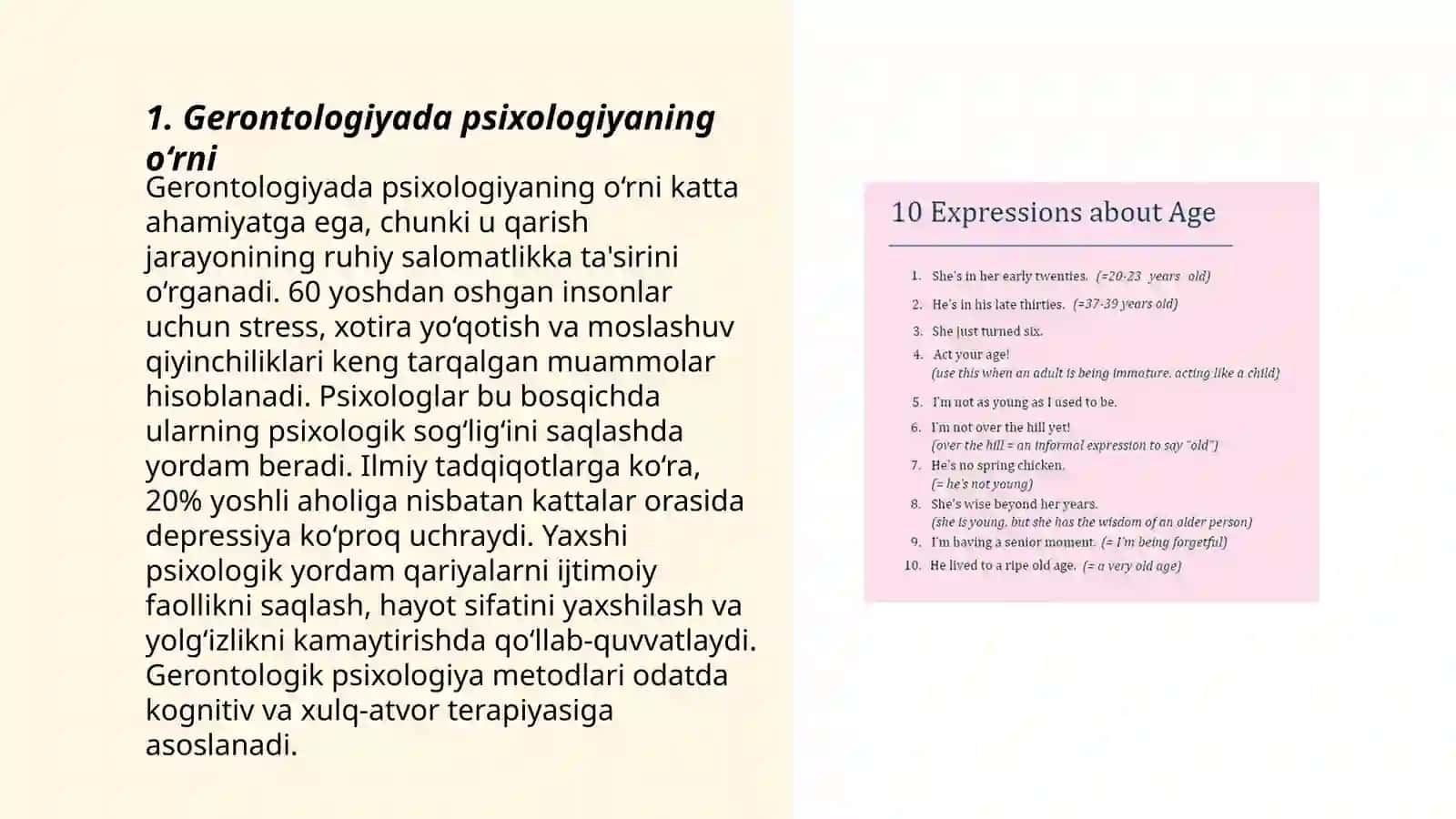 Psixogerontologiya deganda nimani tushunasiz 3