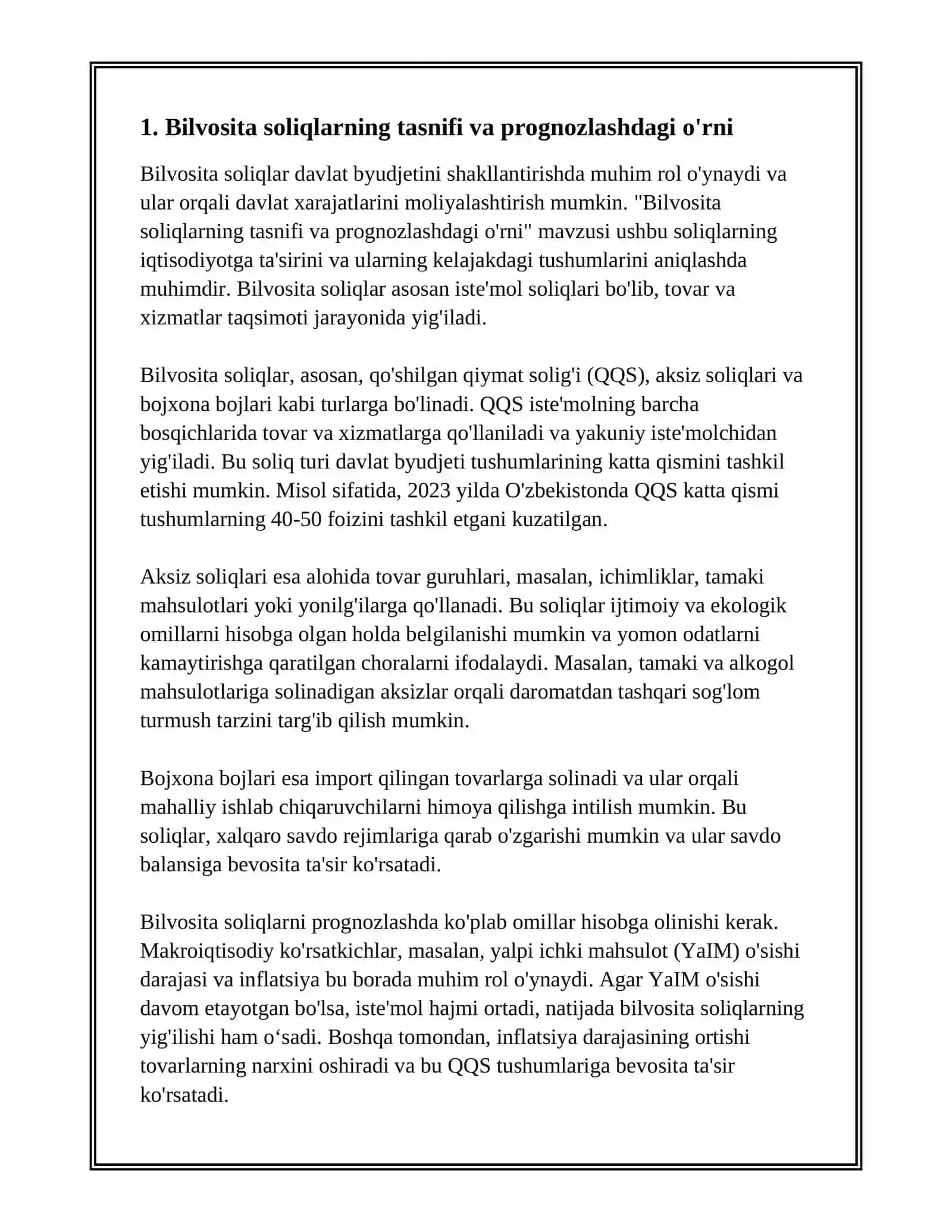BILVOSITA SOLIQLARNI PROGNOZLASH VA TUSHUMLARGA TA'SIR QILUVCHI OMILLAR 3