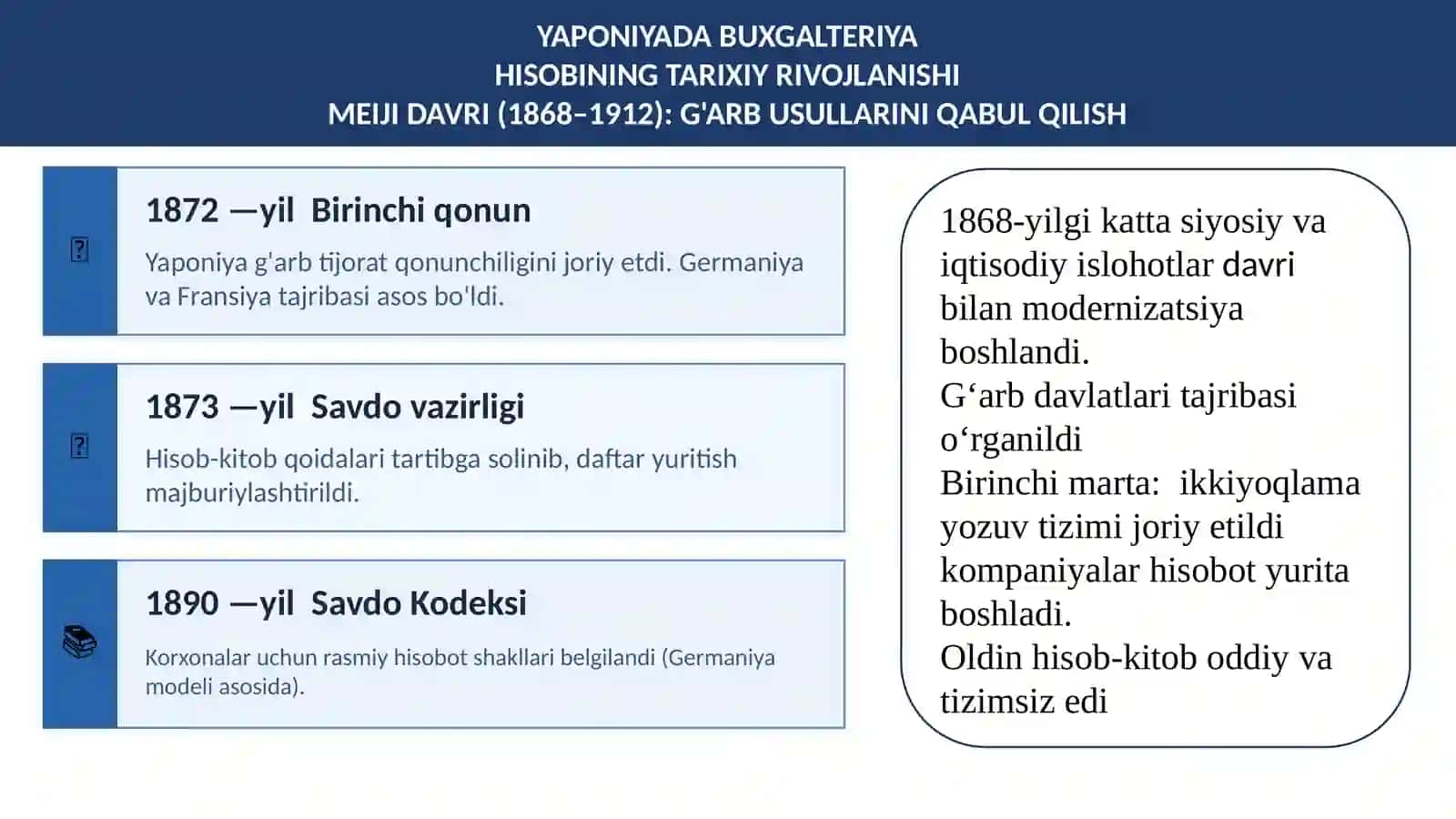 YAPONIYADA BUXGALTERIYA HISOBINING RIVOJLANISH TARIXI va MHXSlarni Qonuniy Tartibga Solishdagi Tajribasi 3