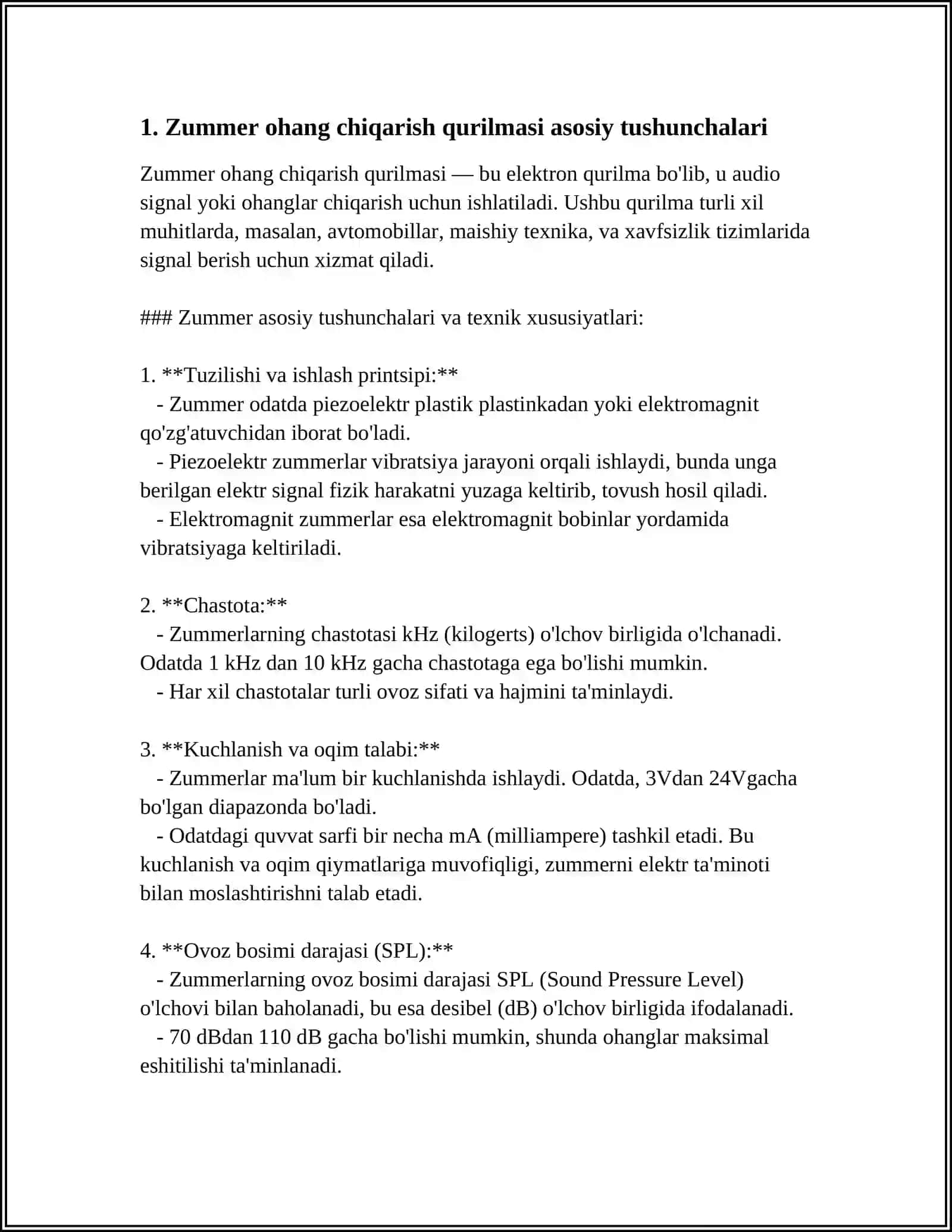 ZUMMER OHANG CHIQARISH QURILMASI ISHLASH PRINSIPI 3