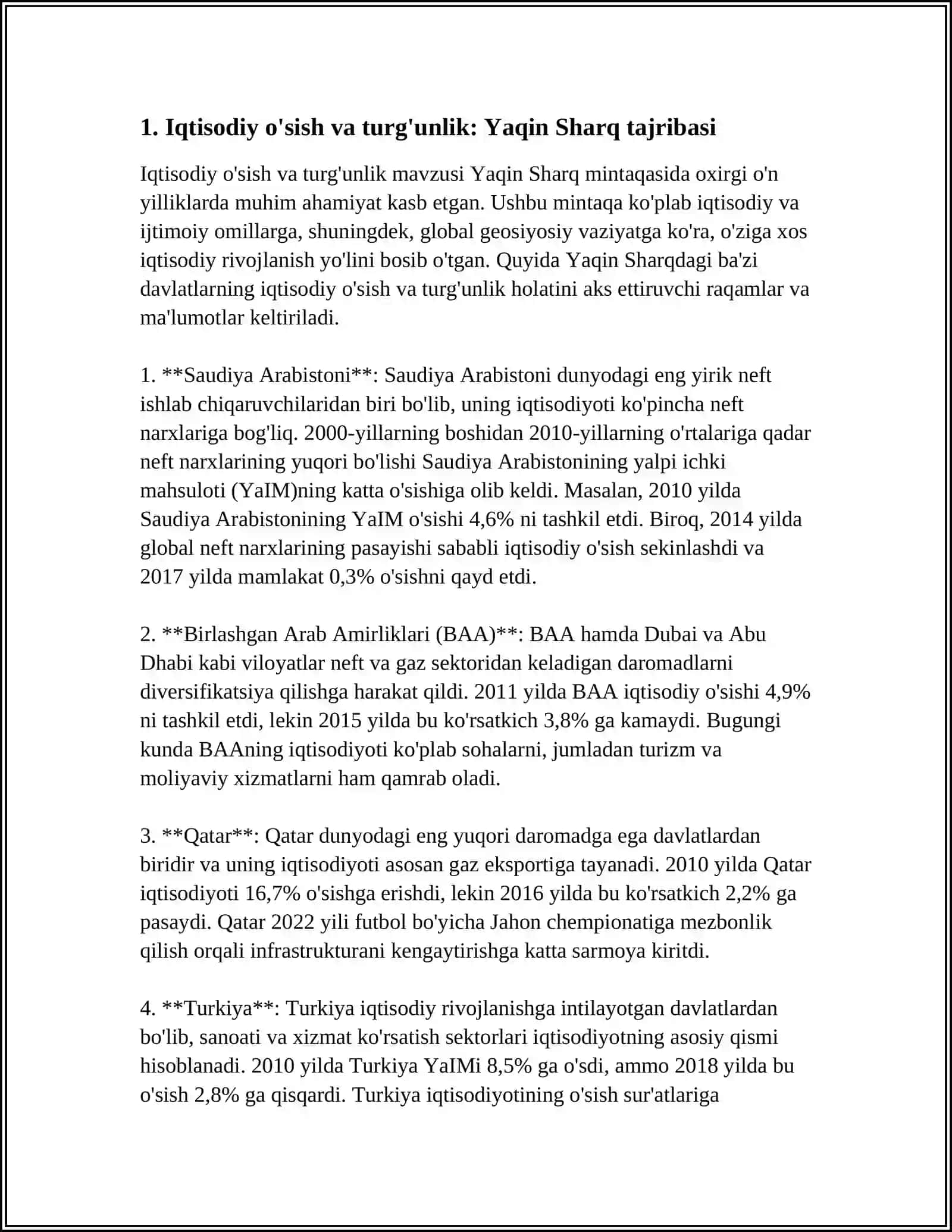 JAHON IQTISODIYOT INQIROZI YILLARIDA YAQIN SHARQ MAMLAKATLARI 3