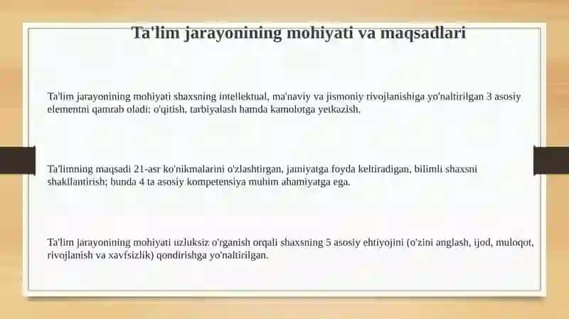 Tarbiyajarayonining mohiyati va mazmuni 3