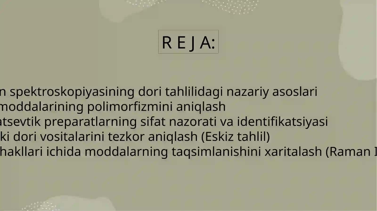ROMAN SPEKTROSKOPIYA USULINI DORI MODDALARI TAHLILIDA QO’LLANILISHI 3