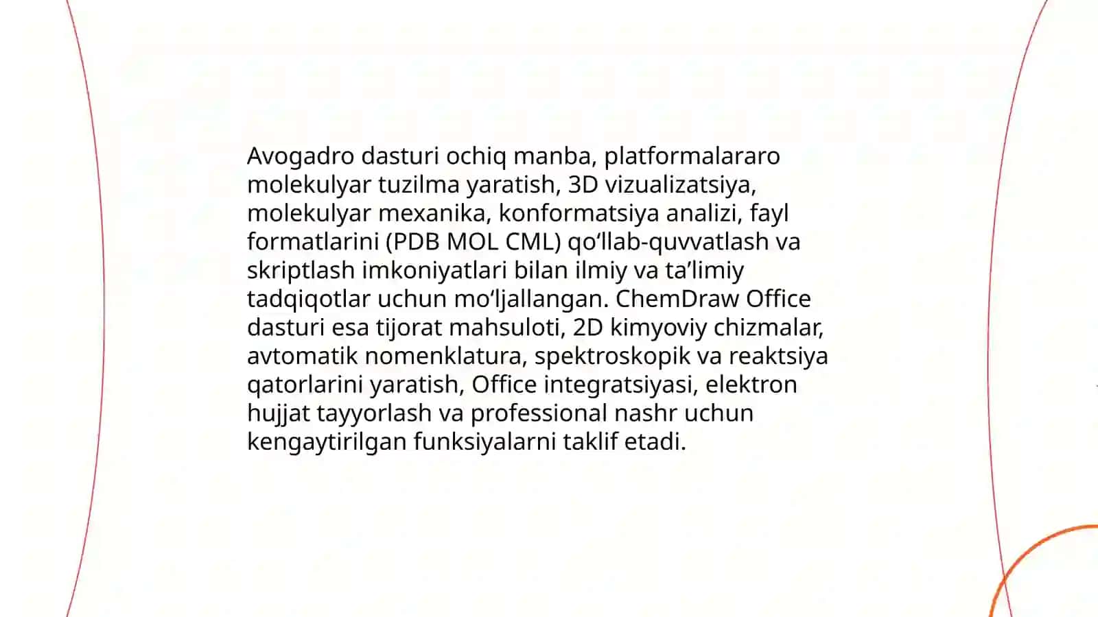 Avogadro dasturi va ChemDraw Office dasturi haqida 3