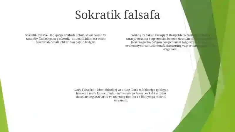 Falsafiy Taffakur Taraqiyot Bosqichlari.G'Arb Falsafasi 3