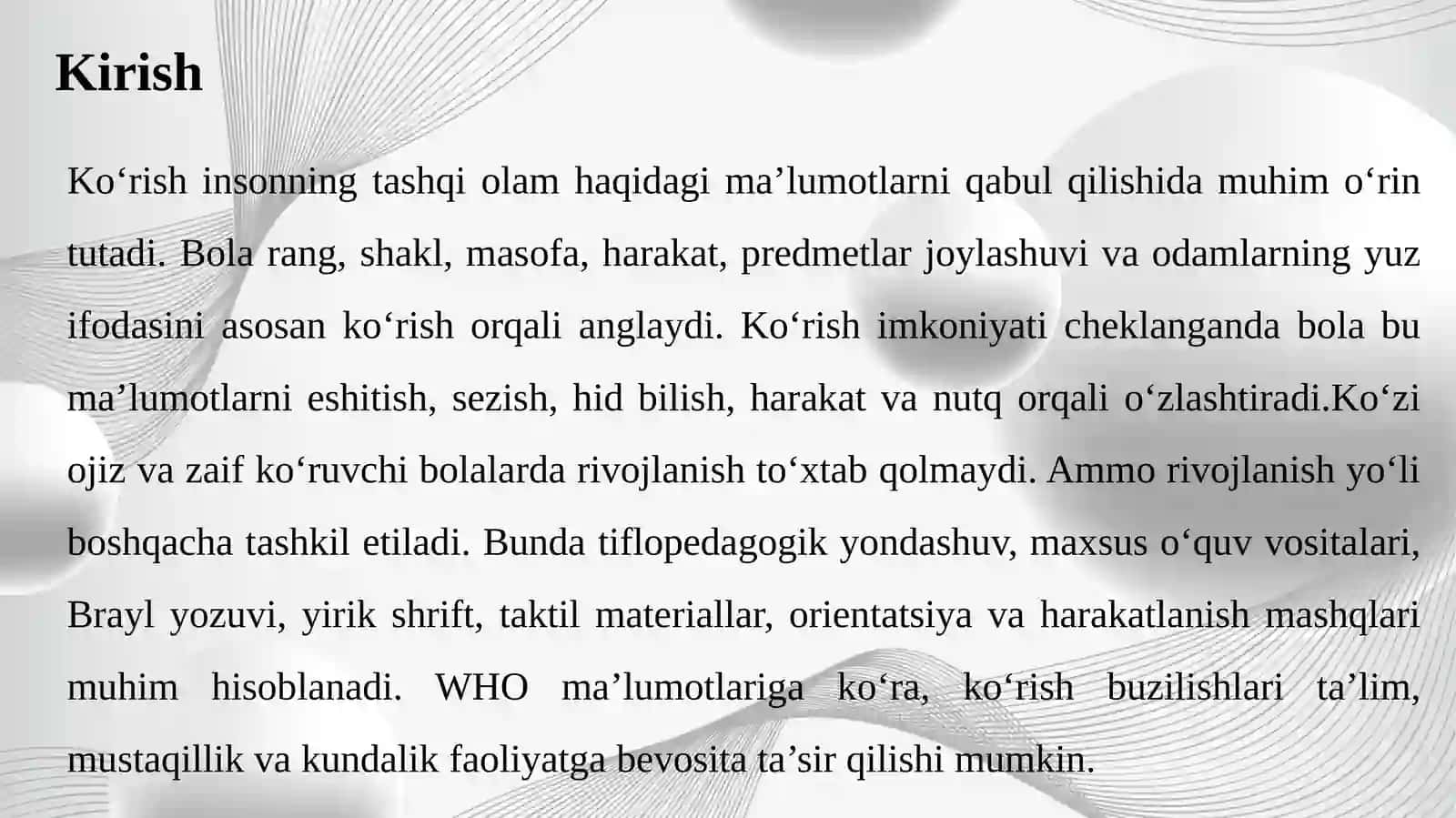 Ko‘zi ojiz va zaif ko‘ruvchi bolalarda birlamchi va ikkilamchi nuqsonlar. 3