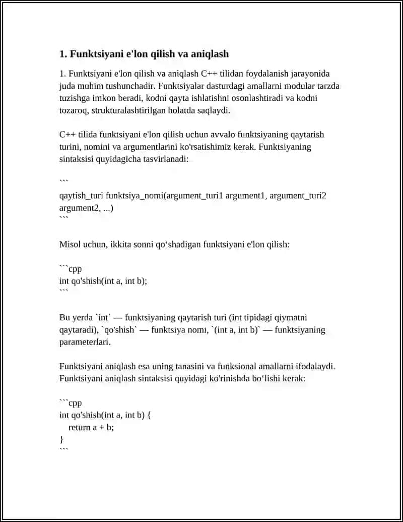 C++ TILIDA FUNKTSIYALARDAN FOYDALANISH 3