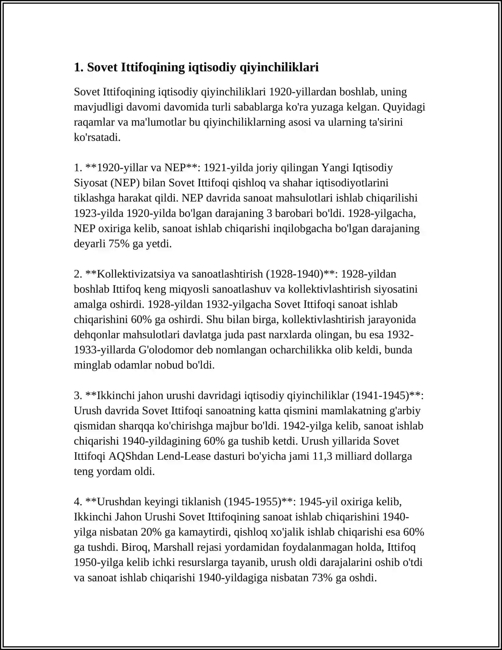 SOVET DAVLATINING TANAZZULGA YUZ TUTISHI 3