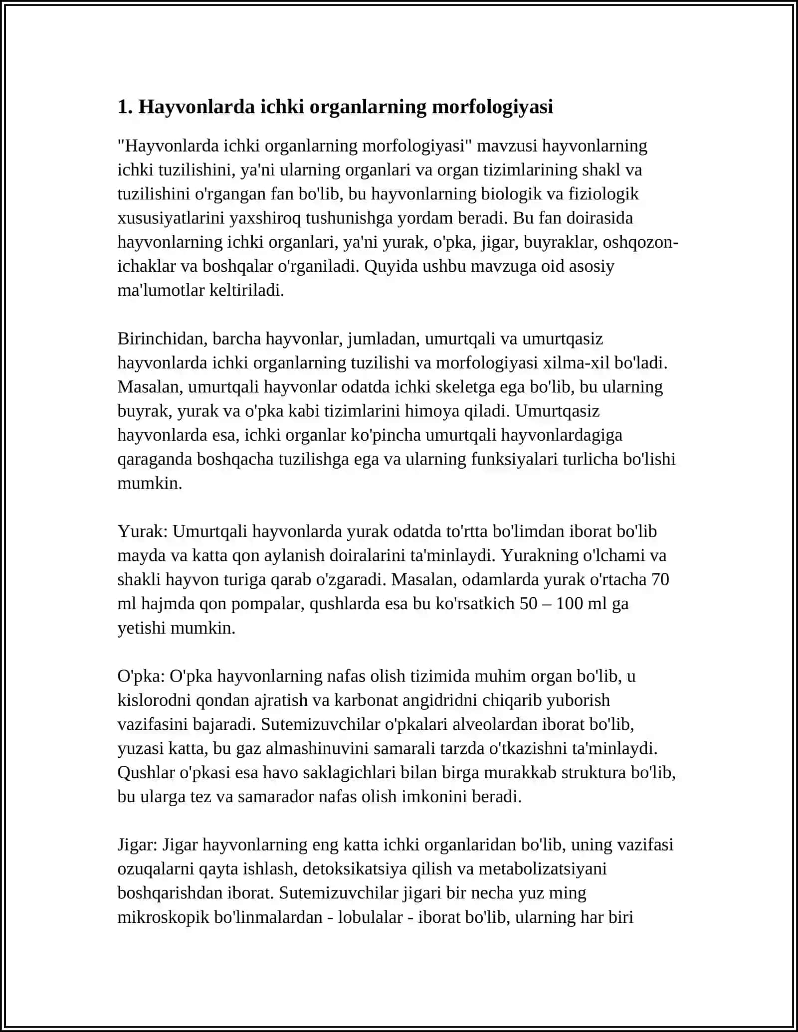 ICHKI ORGANLARNI HAYVONLARDAGI FARQ QILUVCHI XUSUSIYATLARNI OʻRGANISH 3