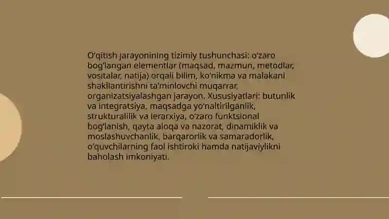 Oʻqitish jarayoni yaxlit tizim sifatida 3