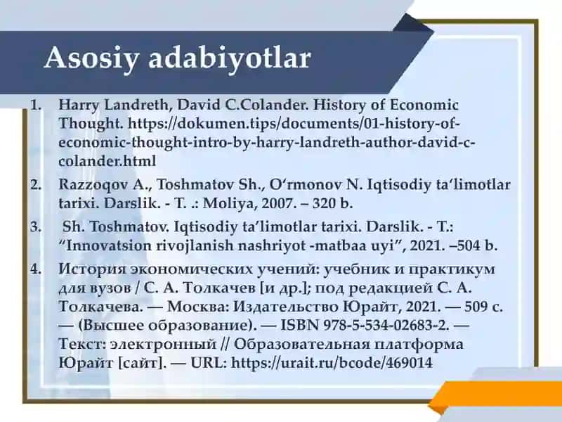 Iqtisodiy ta‘limotlar tarixi 3