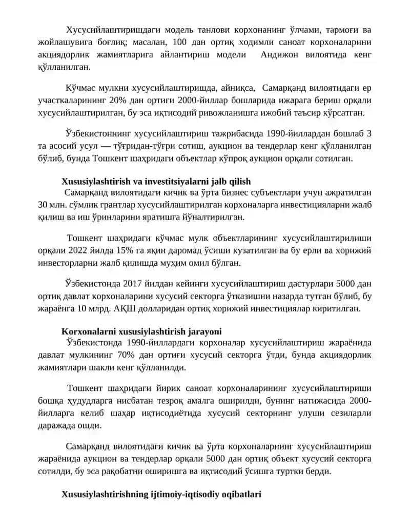 Давлат мулкни хусусийлаштириш ва бошқариш сиёсати 3