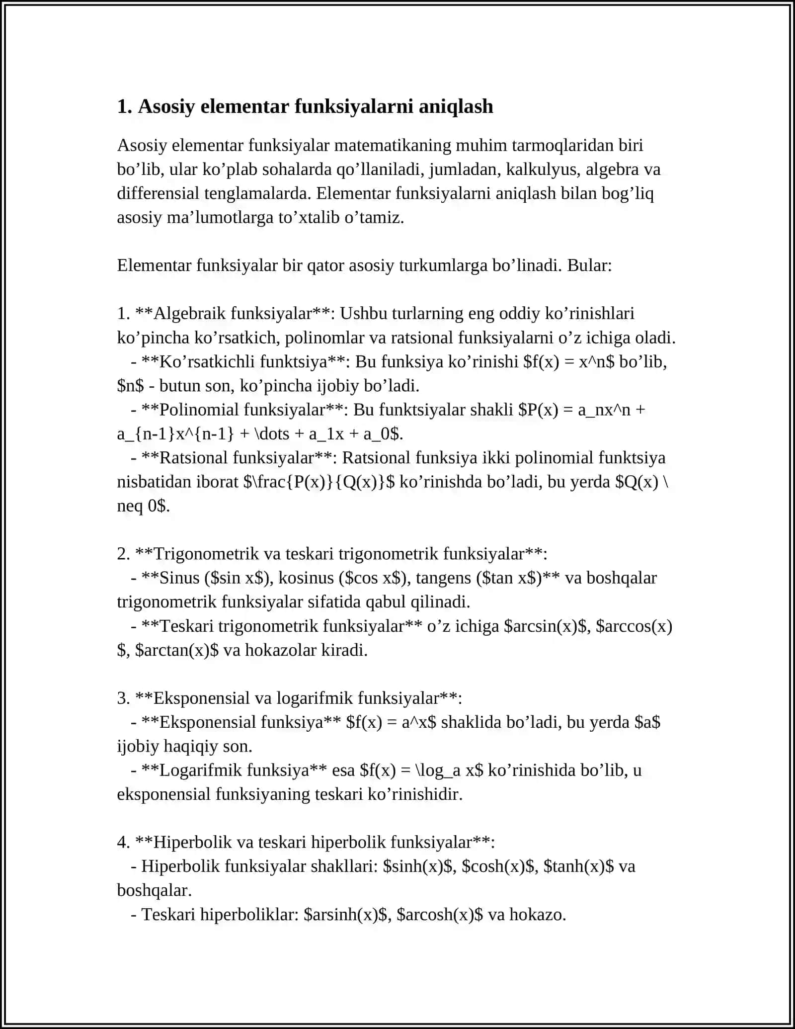 ASOSIY ELEMENTAR FUNKSIYALAR, ULARNING GRAFIKLARI 3
