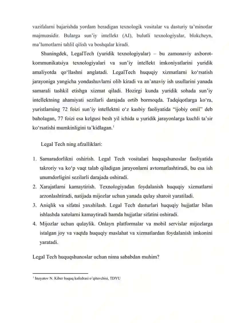 Legal tech va fuqarolarning huquqiy ongini oshirish masalalari 3