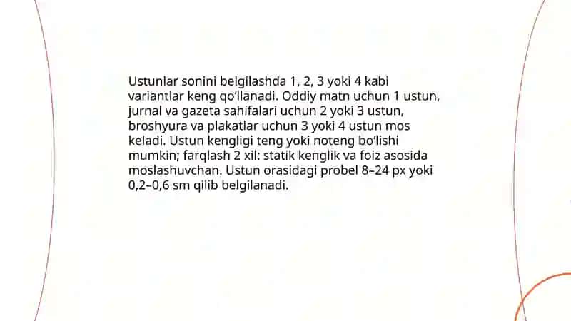 Matnni ustunlarga boʻlish 3