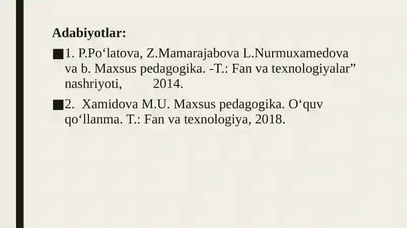 Oligofrenopedagogika fanining umumiy masalalari 3