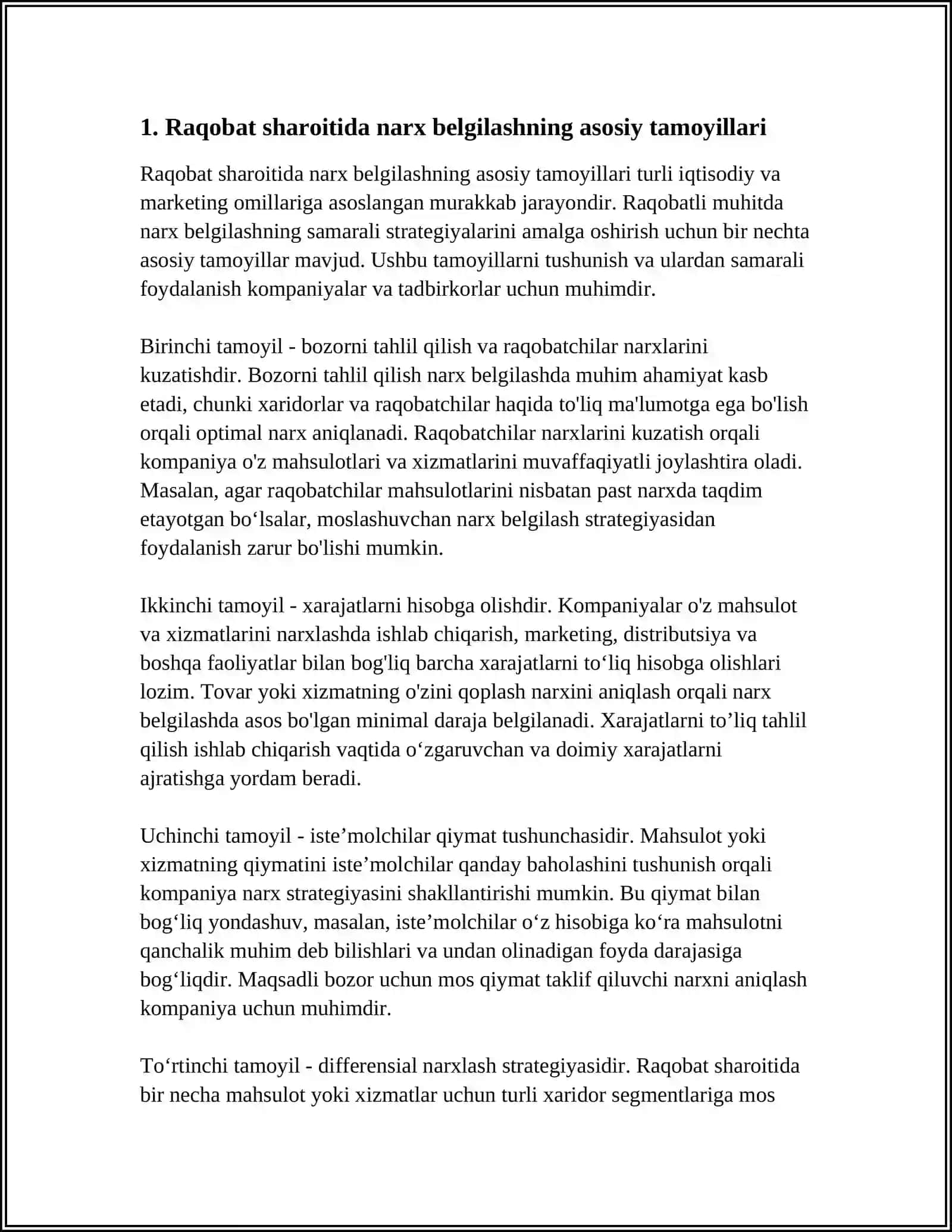SOF RAQOBAT SHAROITIDA NARXNING TASHKIL TOPISH MEXANIZMINI 3