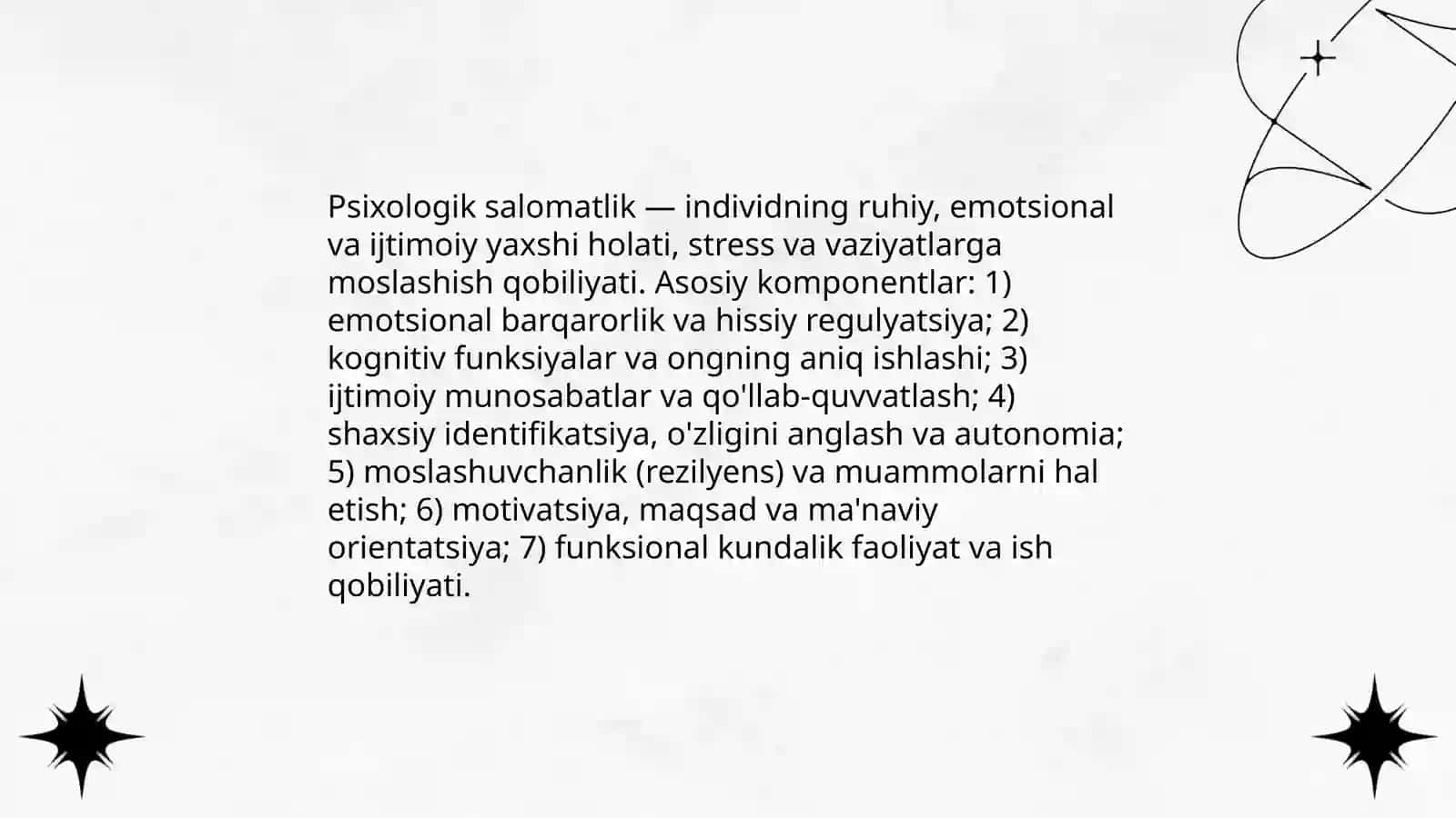 Psixologik salomatlik va moslashuv 3