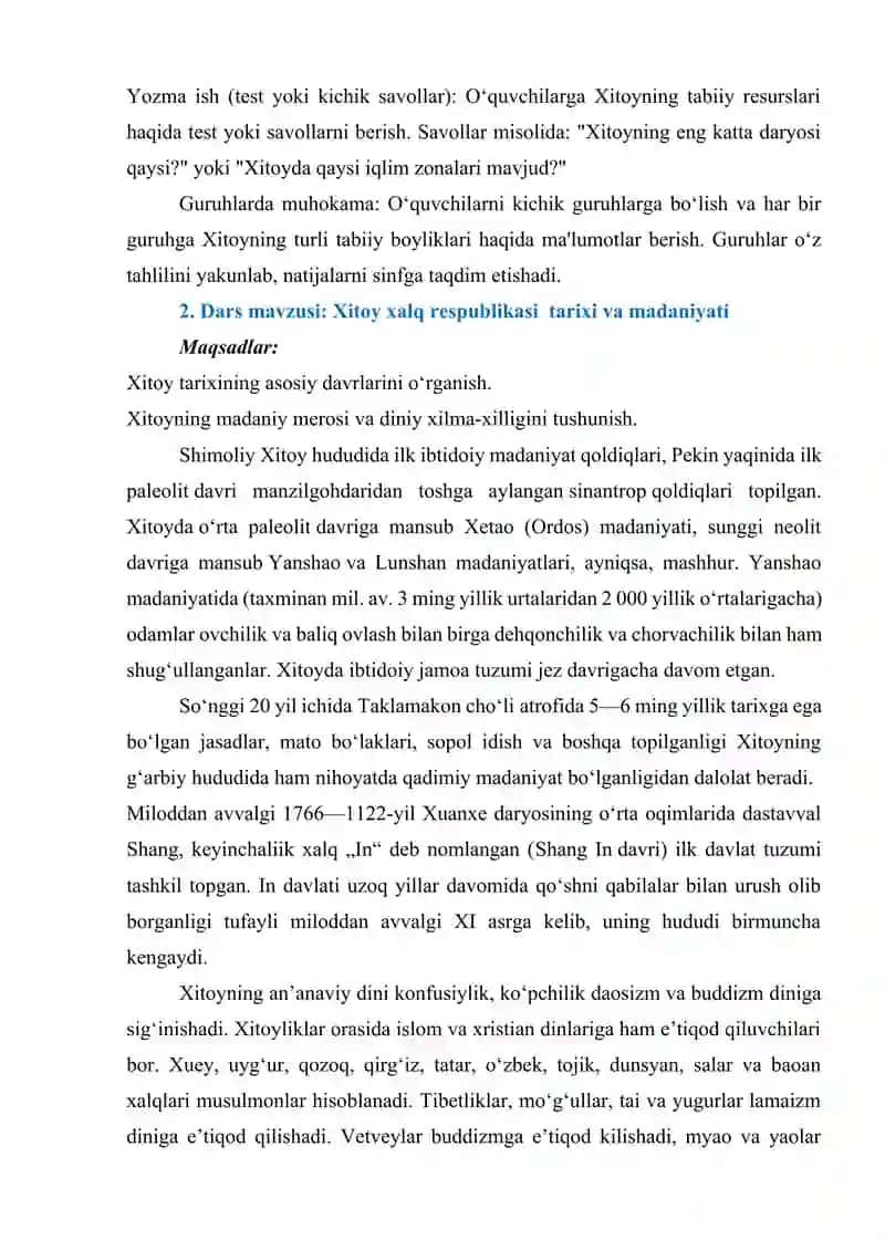 DARS MAVZUSI: XITOYNING GEOGRAFIYASI VA TABIY RESURSLARI 3