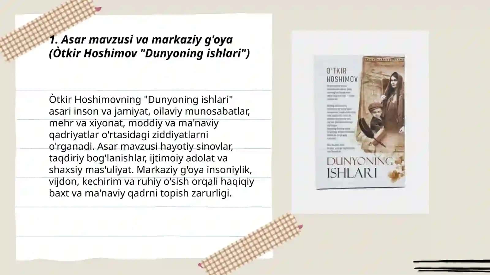 Òtkir Hoshimov "Dunyoning ishlari" 3