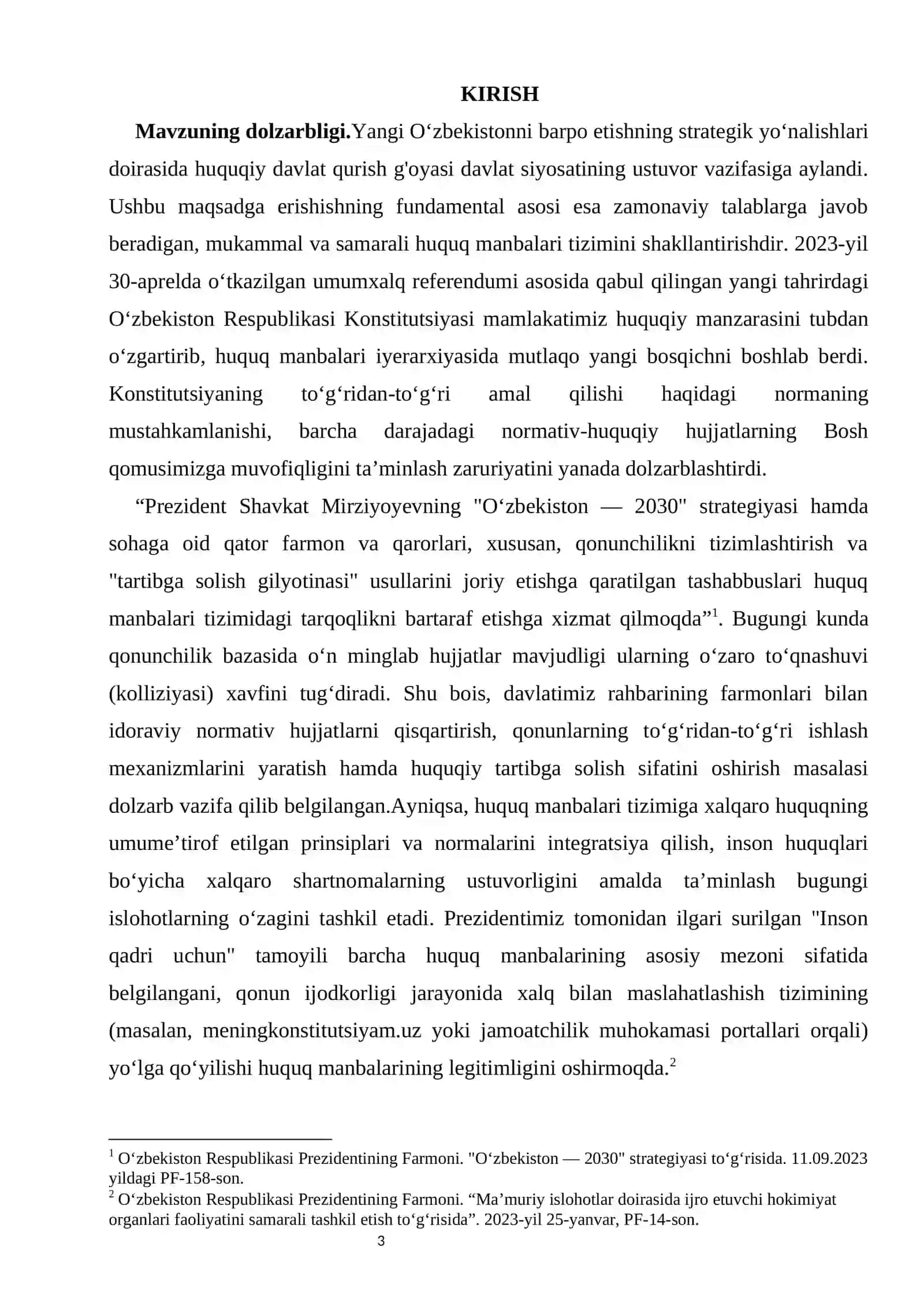 O‘zbekistonda huquq manbalari tizimining shakllanishi kurs ishi 3