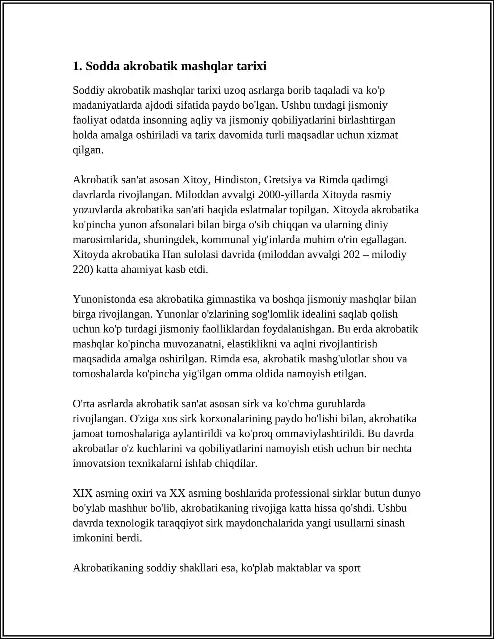 SODDA AKROBATIK MASHQLAR 3