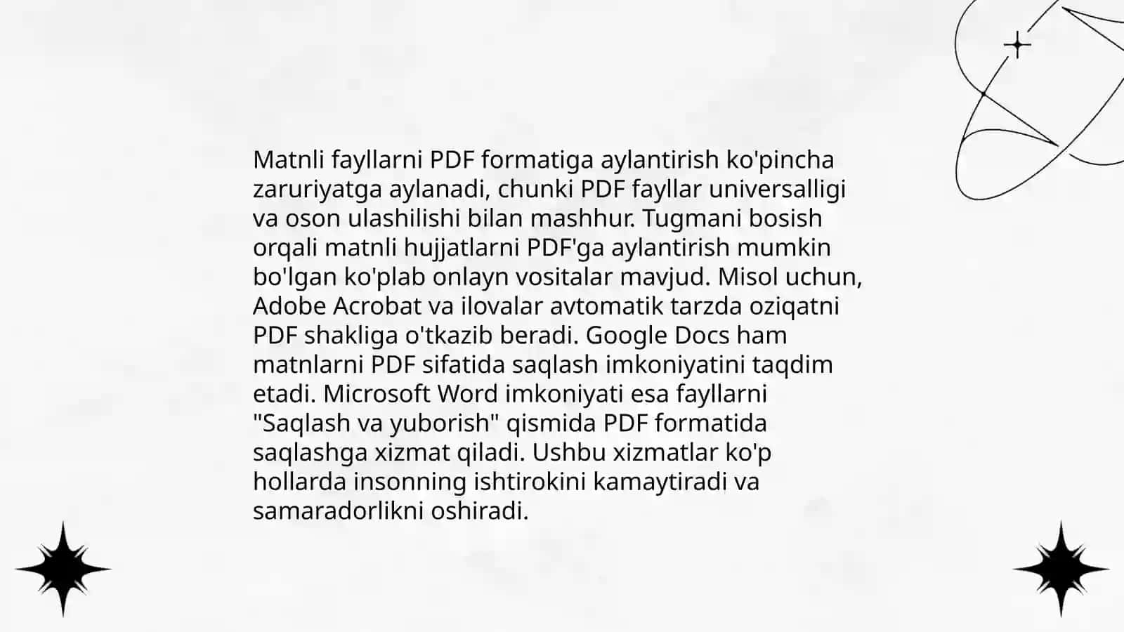 Matnli formatlarni pdf formatlarga o'tkazuvchi dasturlar imkoniyatlari 3