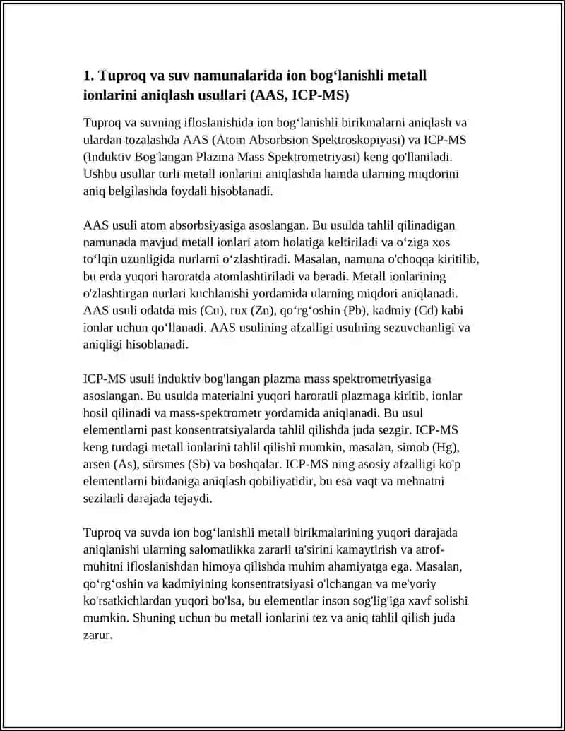 Tuproq va suvning ion bog'lanishli birikmalarni aniqlash 3