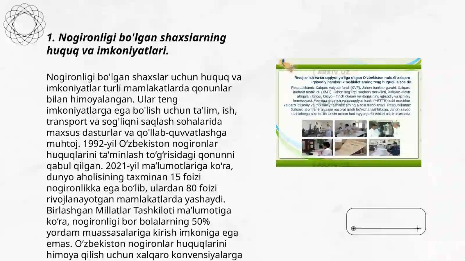 Yevropa xavfsizlik va hamkorlik tashkilotining nogironligi bo'lgan shaxslar haqidagi kursini tamomlash 3