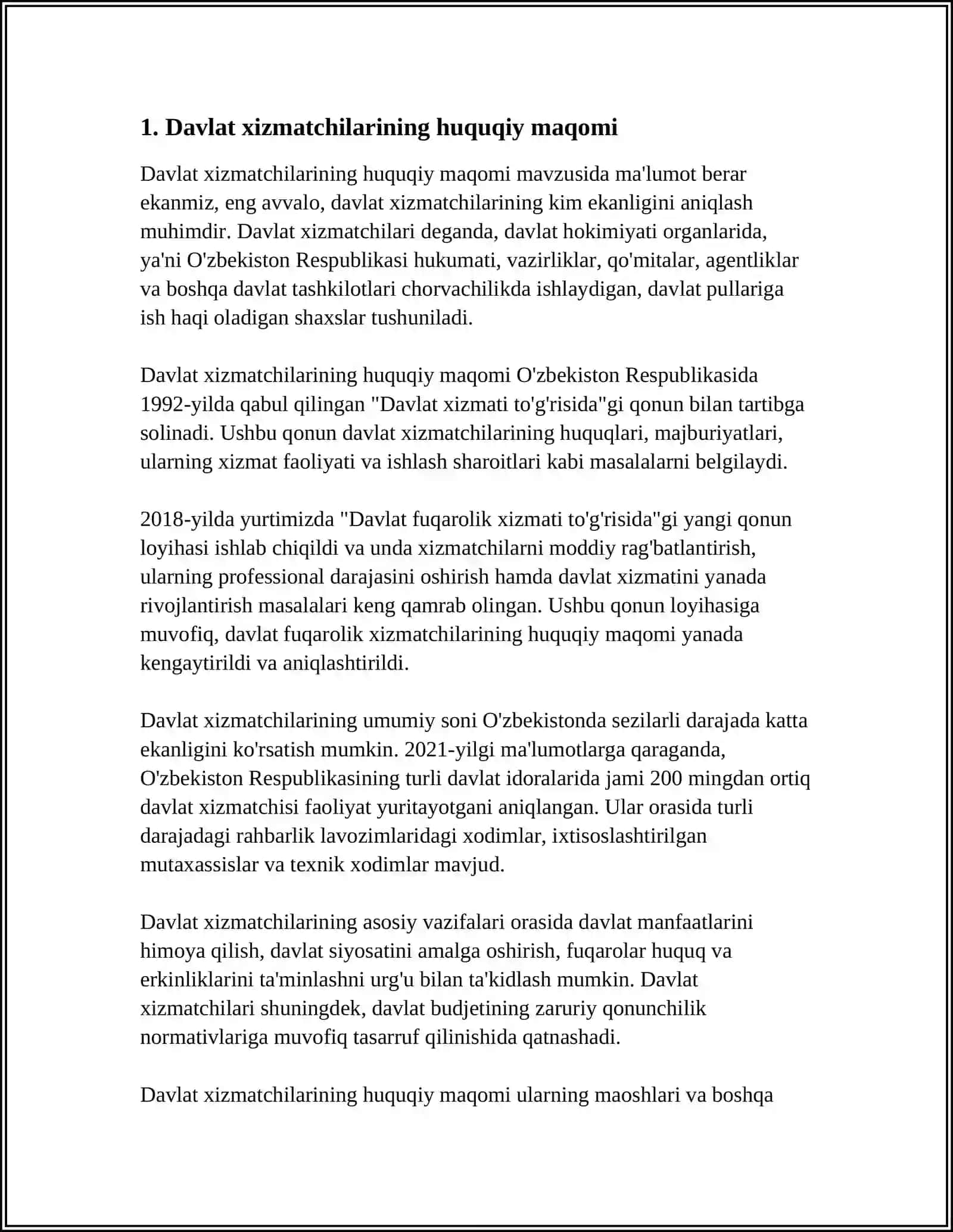 DAVLAT XIZMATCHILARI MA'MURIY HUQUQ SUBYEKTLARI SIFATIDA 3