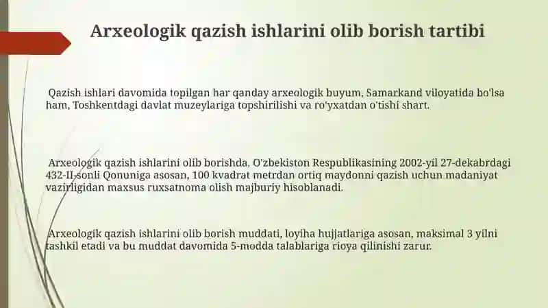 Arxeologik tadqiqotlar qonunchiligimizda 3