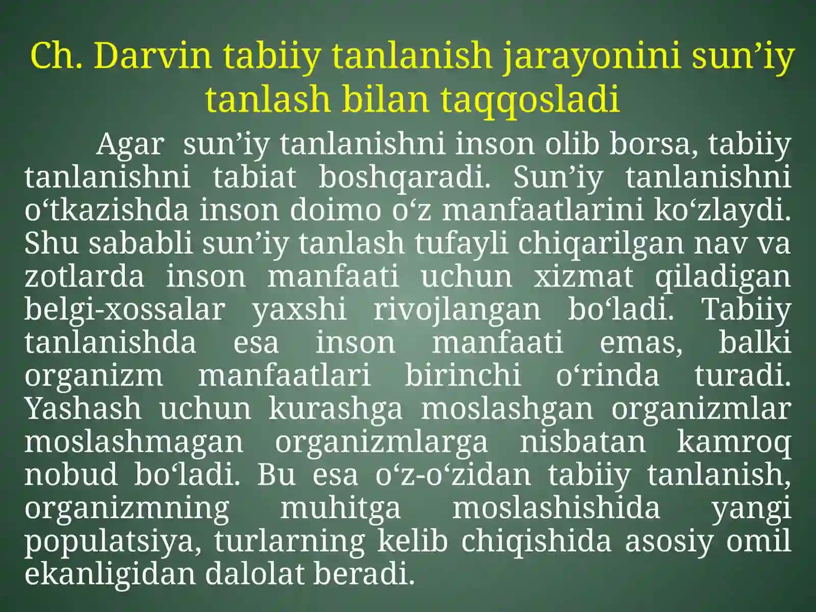 TABIIY TANLANISH VA UNING TURLARI 3