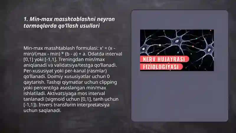 Neyron tarmoqlarda ma’lumotlarni standartlashtirish va normalizatsiya qilish usullari 3