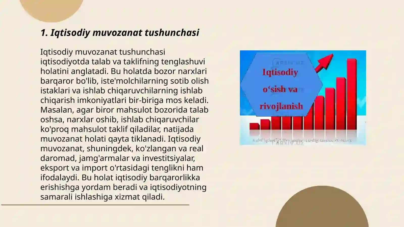 Iqtisodiy muvozanat,uni ta’minlash shart-sharoitlari va aniqlash usullari 3