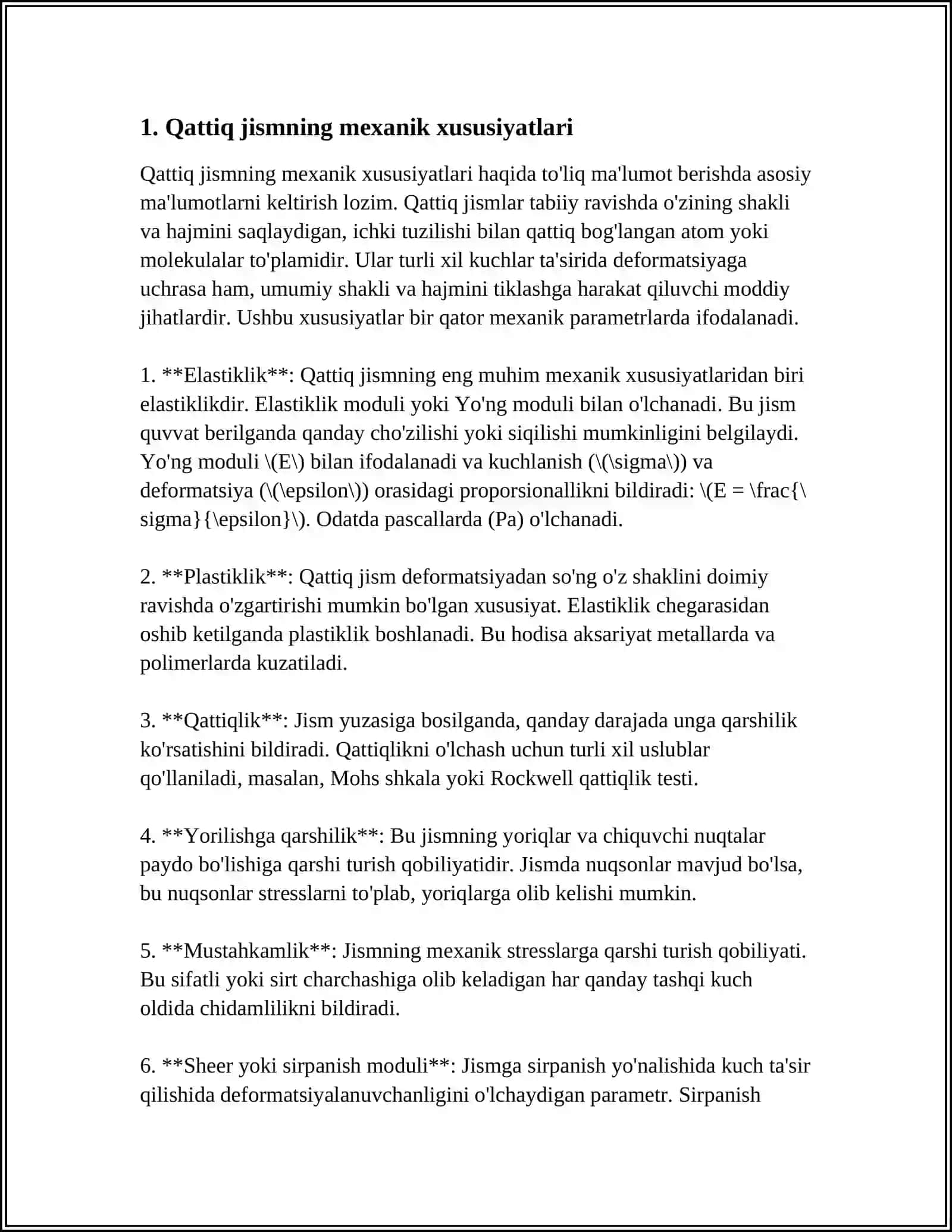 QATTIQ JISMNING TAYANCH REAKSIYA KUCHLARINI ANIQLASH 3