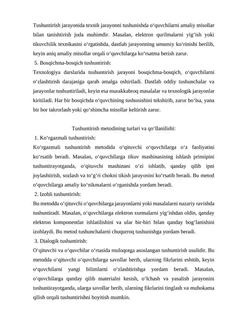 Texnologiya darslarida tushuntirish metodi 3