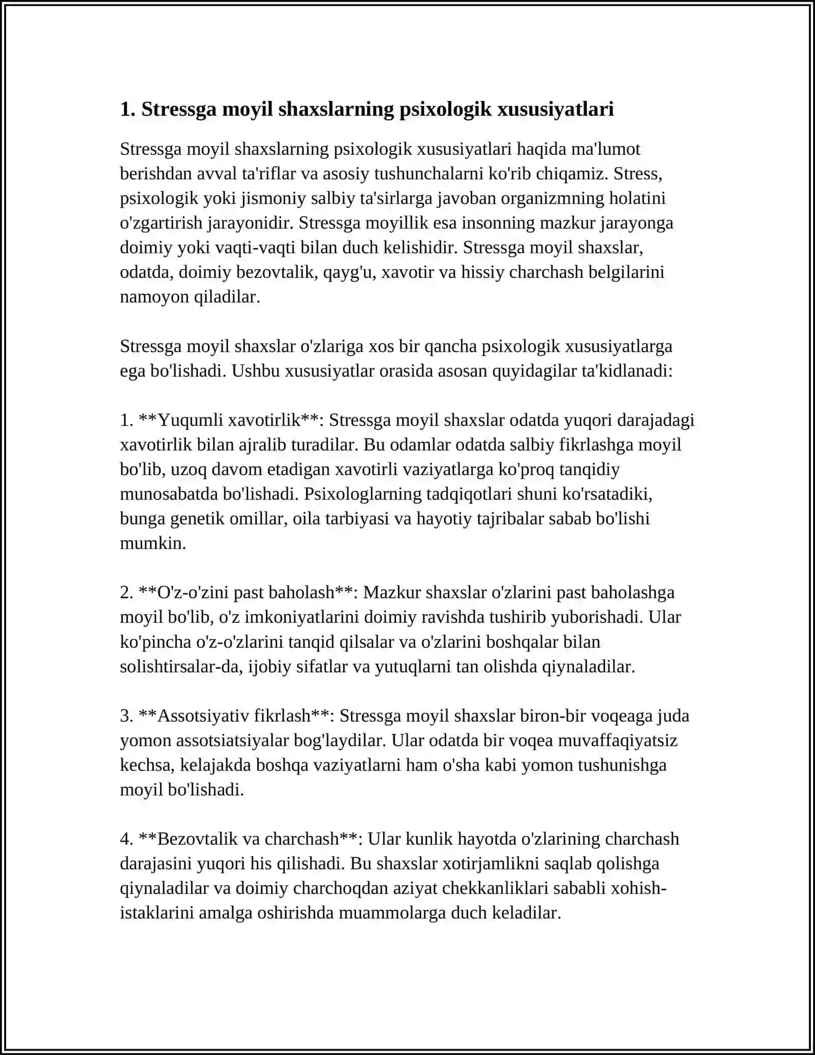 STRESSGA MOYIL SHAXSLARNI BILAN ISHLASHNING O'ZIGA XOS TOMOINLARI 3