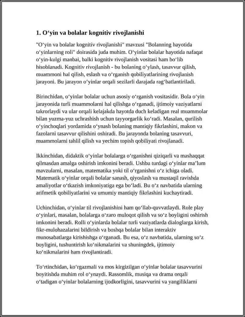 BOLANING HAYOTIDA ÓYINNING ROLI 3