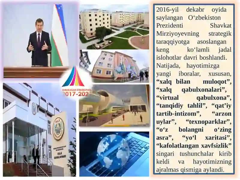YANGI O‘ZBEKISTONDA AMALGA OSHIRILAYOTGAN ISLOHOTLAR 3