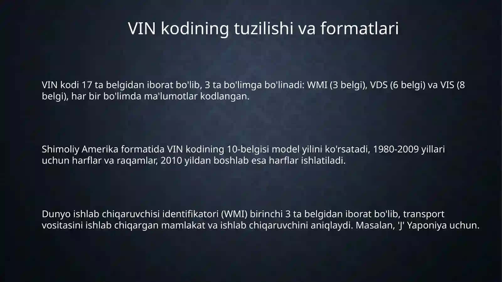Avtotransport vositalarining VIN kodini òqish 3